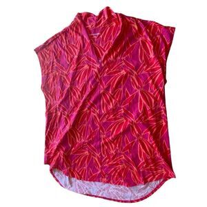 Soft Surroundings Womens Bright Rose Abstract Twilight Luau Printed Tunic Top XL